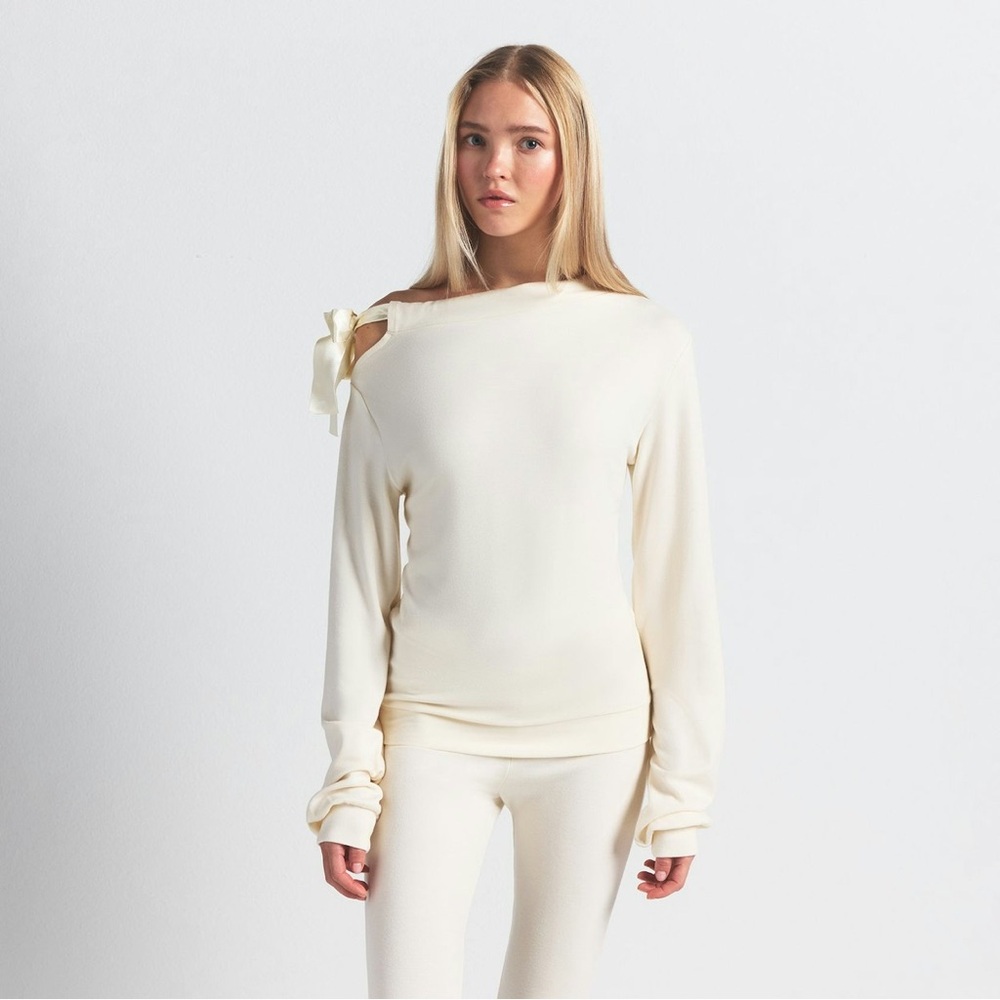 SKIMS CLOUD OFF THE SHOULDER TOP ECRU XS - Picture 4 of 6